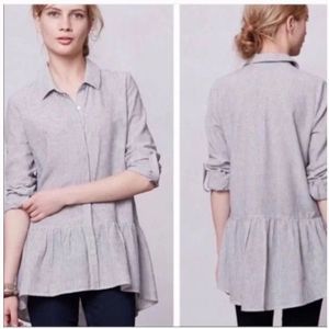 Anthropologie Sunday In Brooklyn Wiley  Striped Button Down Cotton Blouse